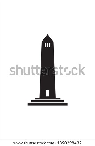 Washington Monument. Isolated icon vector illustration. Black silhouette on white background.