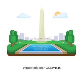 Washington monument landmark illustration in flat design vector