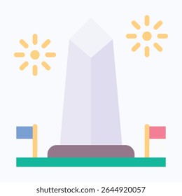 Ícone do vetor do monumento de Washington, ícone plano do estilo do vetor. Ícone De 4 De julho. 