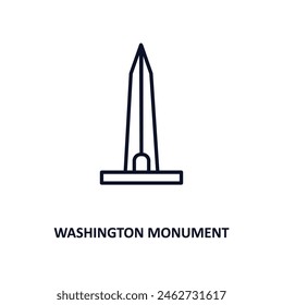 In: Washington Monument Outline Icon.  Dünne Linie Symbol aus der Kollektion der Gebäude. Bearbeitbare Vektorgrafik auf weißem Hintergrund