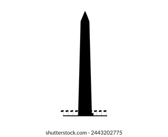 Fondo blanco del arte del vector de la silueta del monumento de Washington