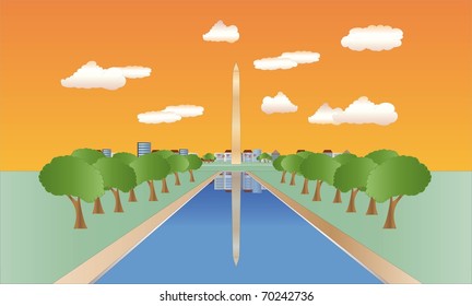 washington monument at sundown ( background on separate layer )