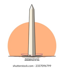 Washington monument vector illustration in Washington, DC, USA. Washington monument illustration design isolated vector icon.