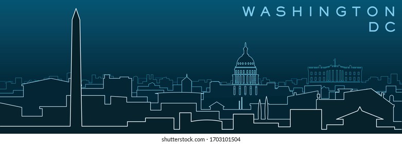 Washington Multiple Lines Skyline and Landmarks