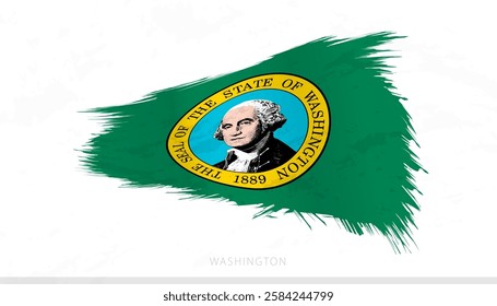 Washington National Flag with Textured Brush Strokes. Artistic Brush Stroke Design.