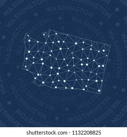 Washington network, constellation style US state map. Charming space style, modern design. Washington network map for infographics or presentation.