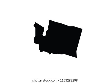 Washington outline map black USA state borders black vector illustration