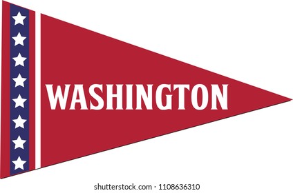 Washington Pennant, State Flag, Vector Isolated Banner Triangle