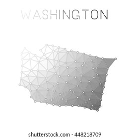 Washington polygonal vector map. Molecular structure US state map design. Network connections polygonal Washington map in geometric style for your infographics.