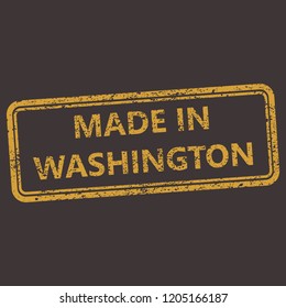 Washington rubber stamp with grunge old distressed aged texture. Orange seal of  production location