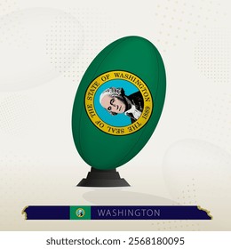 Washington Rugby Ball on Rugby Kicking Tees with Modern Design. Illustration perfect for sports, national pride, and rugby-related projects.