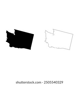 Washington silhouettes maps vector transparent background