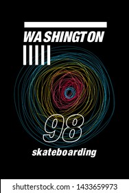 washington skateboarding,t-shirt design vector illustration