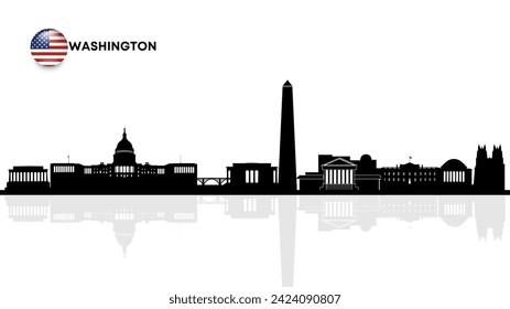 Washington skyline, Washington 
cityscape, Washington skyscraper buildings vector silhouette. vector illustrator