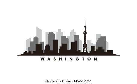 Washington skyline and landmarks silhouette vector