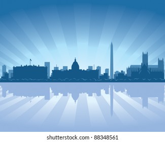 Washington skyline with reflection in water