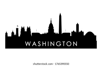 Washington skyline silhouette. Black Washington city design isolated on white background. 