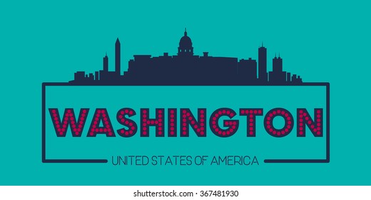 Washington skyline silhouette poster vector design illustration