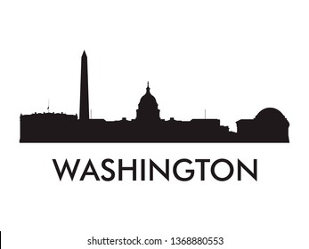 Washington skyline silhouette vector of famous places