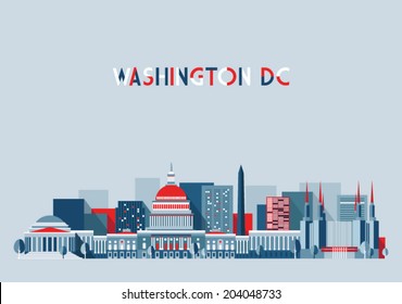 Washington skyline, vector illustration, flat design