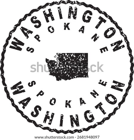 Washington Spokane Round Seal Map Design