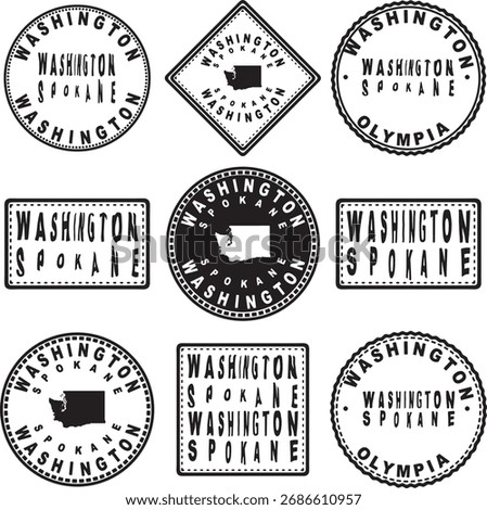Washington Spokane Round Seal Map Design