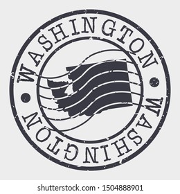 Washington Stamp Postal. Map Silhouette Seal. Passport Round Design. Vector Icon. Design Retro Travel.