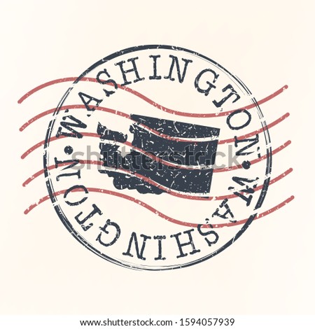 Washington Stamp Postal. Map Silhouette Seal. Passport Round Design. Vector Icon. Design Retro Travel.
