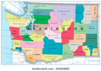 Washington state administrative map