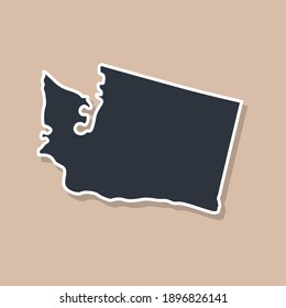 Washington state borders, United States of America. Washington border map. Political borders of the  USA state. Vector illustration.
