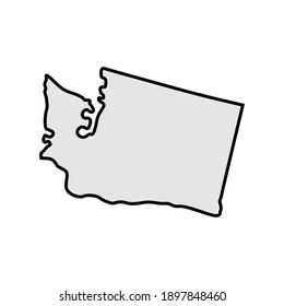 Washington state borders, United States of America. Washington border map. Political borders of the  USA state. Vector illustration.
