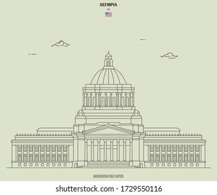 Washington State Capitoll in Olympia, USA. Landmark icon in linear style