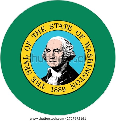 Washington state flag with seal and George Washington