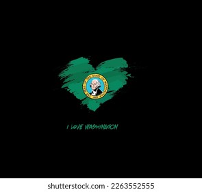 Washington (state) grunge flag heart for your design.	Federative units of United States.