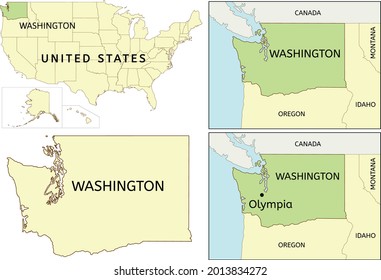 Washington state location on map of USA