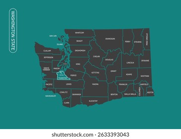 Washington State map with background.