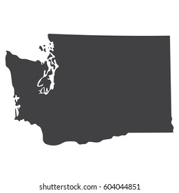 Washington state map in black on a white background. Vector illustration