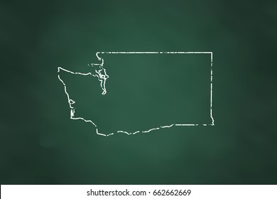 Washington State Map borderline Chalk Style. Vector Illustration