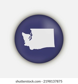 Washington State Map Circle With Long Shadow