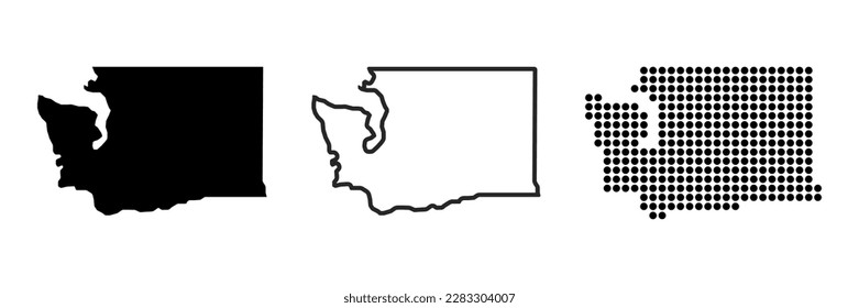 Washington state map contour. Washington state map. Glyph and outline Washington map. US state map.