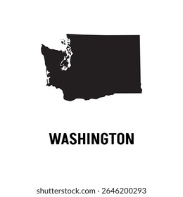Washington state map contour. Washington state map. Glyph and outline Washington map. US state map.