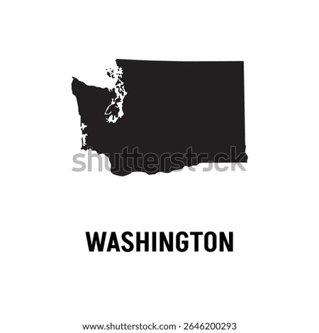 Washington state map contour. Washington state map. Glyph and outline Washington map. US state map.