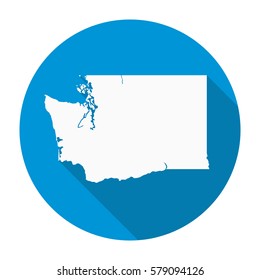 Washington state map flat icon with long shadow EPS 10 vector illustration.