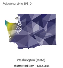 Washington state map in geometric polygonal style.Abstract gems triangle,modern design background. Vector illustration EPS10