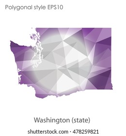 Washington state map in geometric polygonal style.Abstract gems triangle,modern design background. Vector illustration EPS10