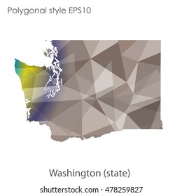 Washington state map in geometric polygonal style.Abstract gems triangle,modern design background. Vector illustration EPS10