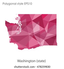 Washington state map in geometric polygonal style.Abstract gems triangle,modern design background. Vector illustration EPS10