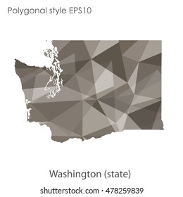 Washington state map in geometric polygonal style.Abstract gems triangle,modern design background. Vector illustration EPS10