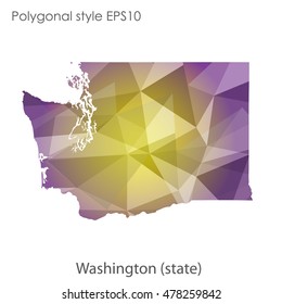 Washington state map in geometric polygonal style.Abstract gems triangle,modern design background. Vector illustration EPS10