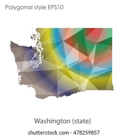 Washington state map in geometric polygonal style.Abstract gems triangle,modern design background. Vector illustration EPS10